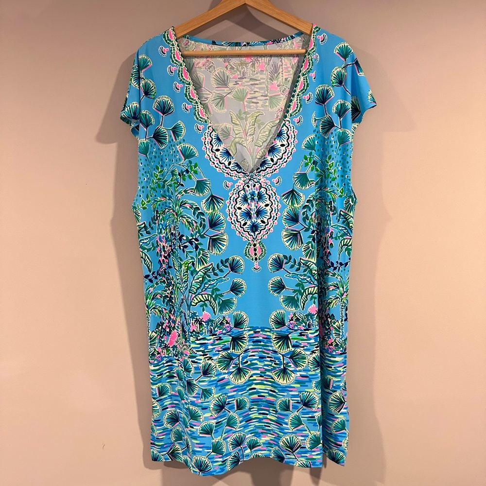 NWT! Talli Cover-Up - Frenchie Blue Mosaic Shells Coverup -  sold out - size xl